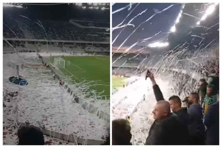 VIDEO. Cluj Arena a „explodat” aseară de bucuria fanilor de la „U” Cluj și a culminat cu victoria 1-0 cu Rapid. N-are nimeni galerie ca alb-negrii!!!!