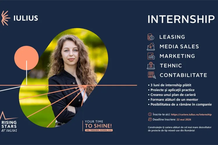 Internship plătit la Iulius Mall: Se caută 25 de studenți sau absolvenți din Cluj sau alte orașe. Anii trecuți, 70% dintre participanți au fost angajați!