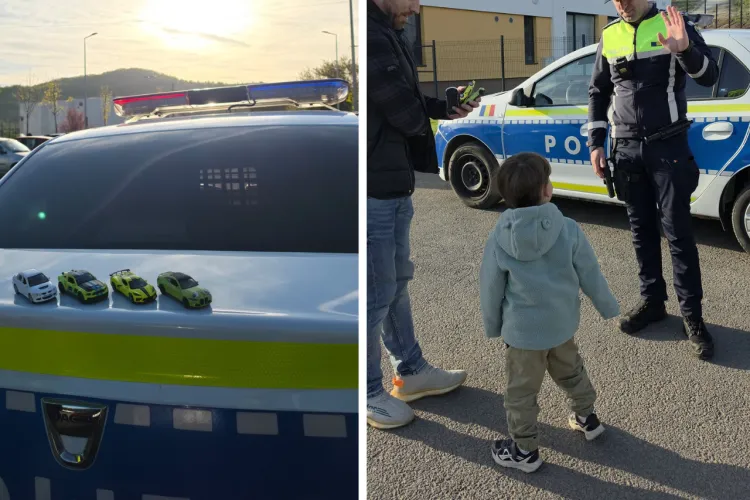 Poveste cu final fericit în Cluj! Jucăriile furate dintr-o spălătorie au ajuns din nou la copilașul de 4 ani: Un polișist i le-a dus personal