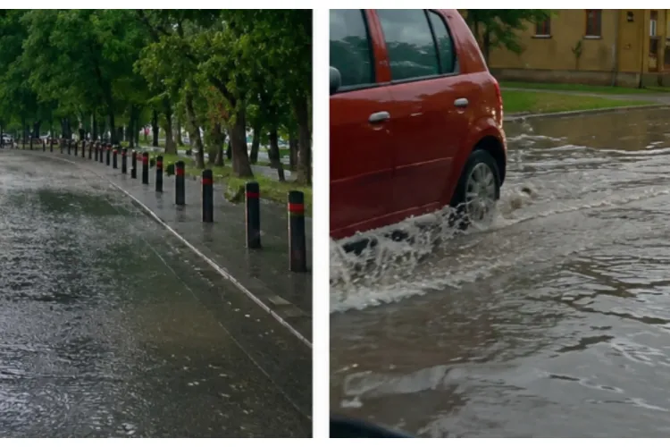 Rupere de nori în Cluj-Napoca! Calea Someșeni s-a transformat într-un lac după o ploaie torențială VIDEO 