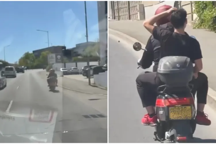 VIDEO. Bărbat surprins pe scuter alături de un adolescent fără cască. A fost pus în pericol tânărul? „Premiul pentru tatăl anului merge la...”