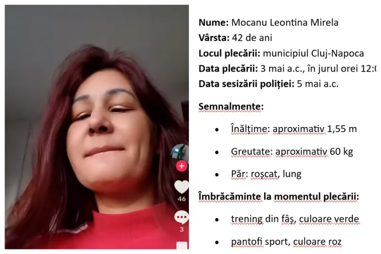 O clujeancă a dispărut fără urmă de două zile. Familia nu știe încotro să o mai apuce ca să o găsească. Orice informație poate fi de ajutor!