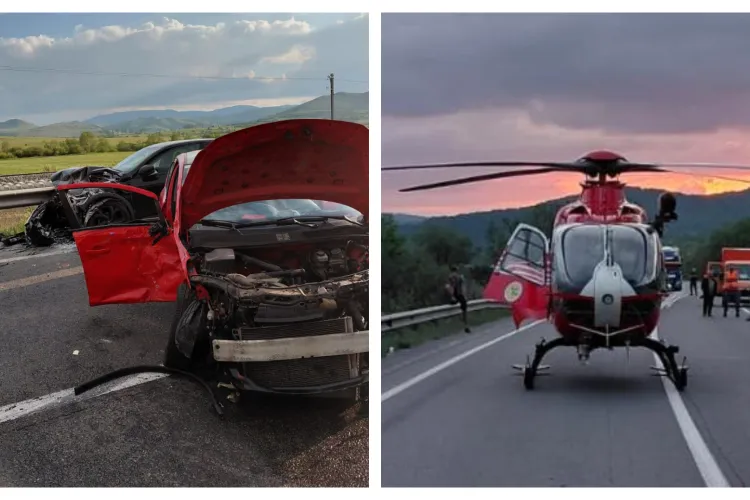 VIDEO. Accident extrem de grav pe E60, în Poieni, Cluj! O femeie a fost scoasă inconștientă dintre fiare și preluată de elicopterul SMURD