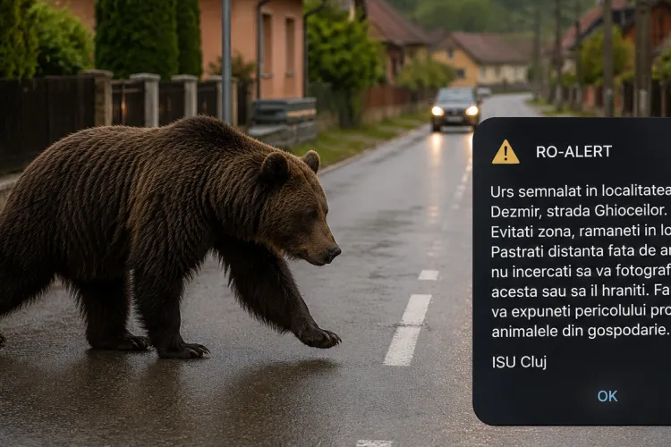 VIDEO. S-a emis RO-ALERT în seara asta în Cluj! Urs pe o stradă din Dezmir: „Rămâneți în locuințe. Păstrați distanța. Nu încercați să vă faceți poze”