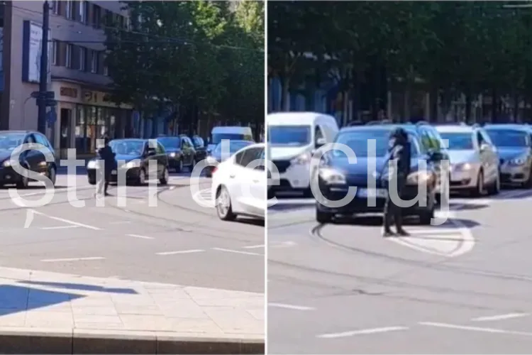 VIDEO. Scene șocante în Piața Gării din Cluj-Napoca! O femeie a intrat haotic printre mașini și a pus în pericol traficul: „Pare drogată sau beată”