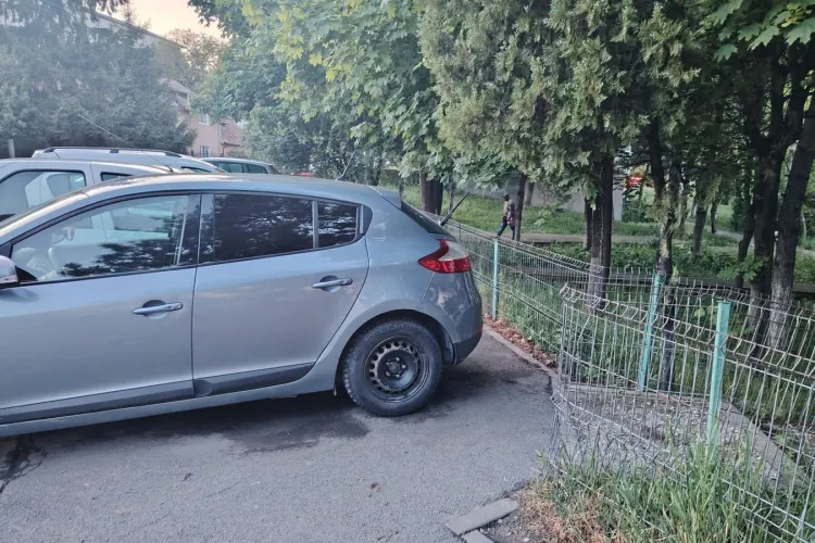 FOTO. Un șofer din Cluj-Napoca a blocat trotuarul, stresând mămicile care își plimbă bebelușul în cărucior: „Nu se poate trece din cauza lui!”