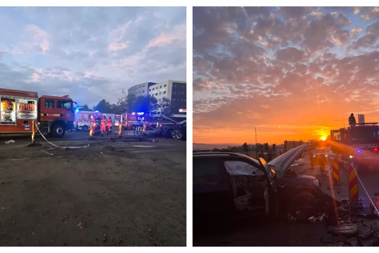 Cum s-a produs accidentul din dimineața asta de pe Calea Florești: Un șofer rupt de beat a intrat cu mașina în parapet. Cinci oameni duși la spital