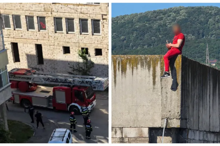 Momente dramatice! Un tânăr de 21 de ani care amenința că se aruncă de pe bloc a căzut în gol în fața salvatorilor. Bărbatul se află în stare gravă 