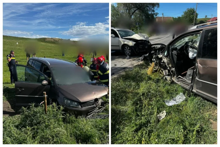 Accident grav în Cluj: Doi bărbați încarcerați, scoși cu mare dificultate dintre fiarele contorsionate. O mașină a fost proiectată în câmp