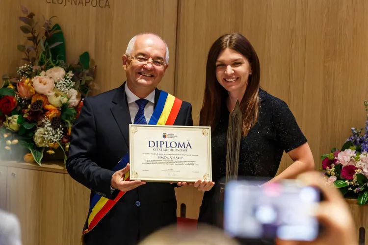 FOTO. Simona Halep a primit titlul de Cetățean de Onoare al municipiului Cluj-Napoca: „Vă mulțumesc și sunt onorată”