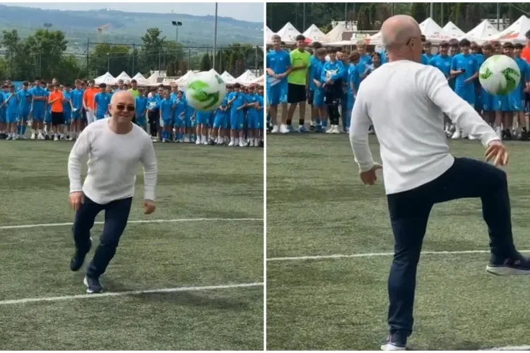 VIDEO. Emil Boc a jonglat cu mingea de fotbal ca Maradona. Cum s-a descurcat la loviturile de la 11 metri: „Pasiune pentru fotbal și încredere!”