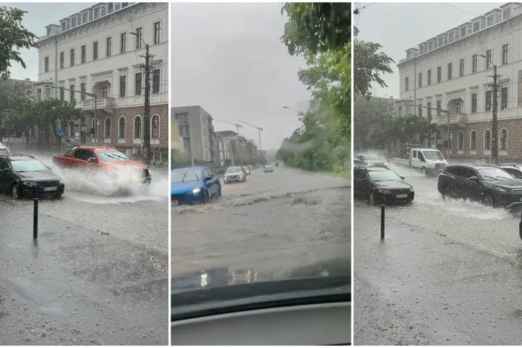 VIDEO/FOTO. Clujul sub ape după furtuna violentă! Inundații în Borhanci și pe Calea Dorobanților. Mașinile au înaintat cu greu prin șuvoaie