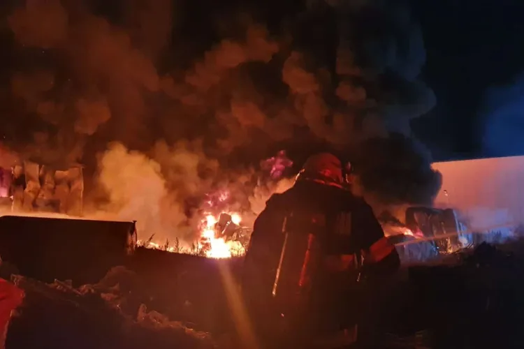 Un adăpost de animale a luat foc azi-noapte, în Cluj. Proprietarul s-a luptat să își salveze animalele din incendiu