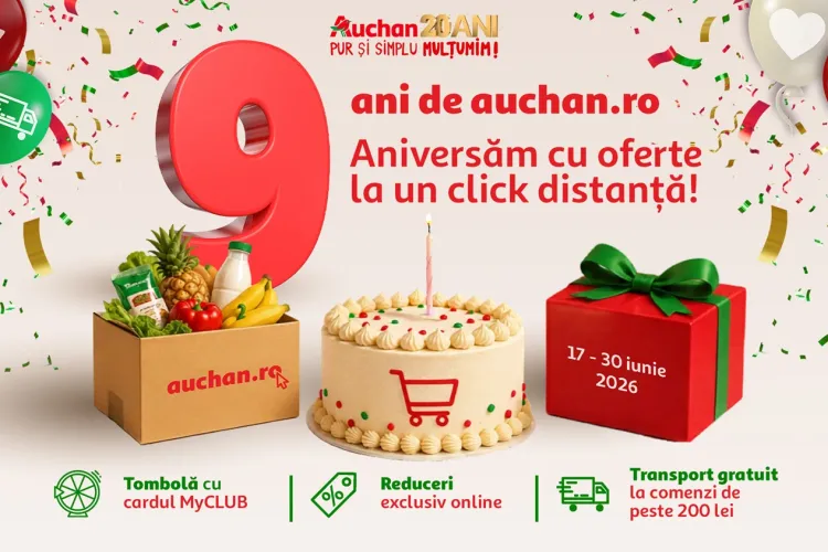 Auchan.ro sărbătorește 9 ani de cumpărături online: 10 milioane de produse livrate către clienți doar anul trecut