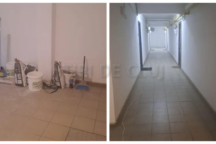 Șoc într-un bloc din Florești! Locatarii s-au trezit peste noapte cu un zid între scări FOTO
