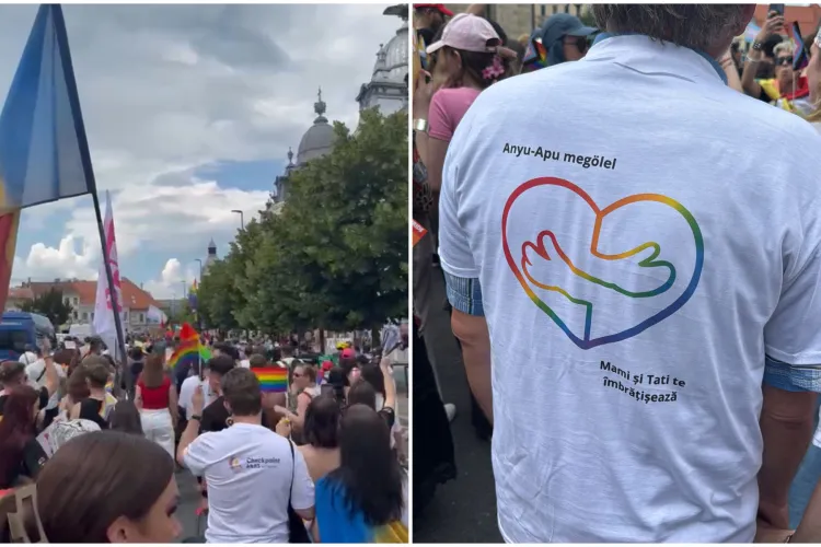 VIDEO. Mii de oameni la marșul Cluj Pride. Participă mulți susținători ai comunității LGBT. Oamenii flutură stegulețe curcubeu și sunt veseli