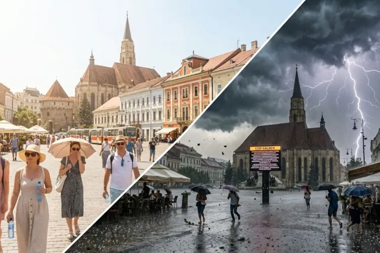 România intră sub coduri galbene de caniculă și furtuni: temperaturi de până la 34°C, vijelii, grindină și ploi torențiale. Clujul nu scapă