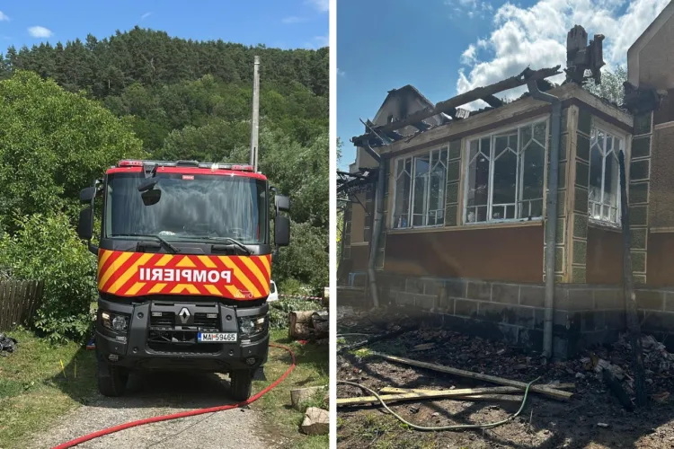 Incendiu devastator la o casă din Cluj: Pompierii din Turda și Cluj-Napoca, chemați de urgență, au salvat locuința de la un dezastru total