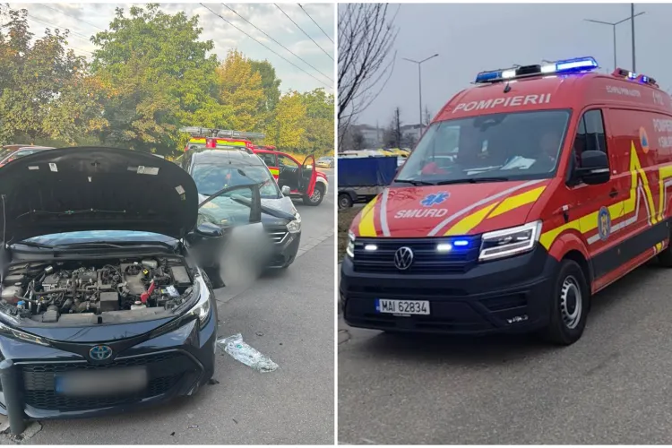 Accident pe strada Câmpul Pâinii din Cluj-Napoca. Un bărbat a ajuns la spital după impactul dintre două autoturisme