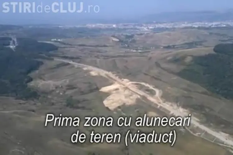 Centura Valcele - Apahida vazuta din elicopter! Imagini spectaculoase cu drumul si zona afectata de alunecari VIDEO