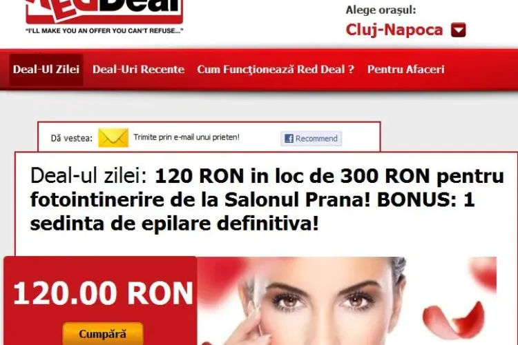 Deal-ul zilei: 120 RON in loc de 300 RON pentru fotointinerire de la Salonul Prana! BONUS: 1 sedinta de epilare definitiva! (P)