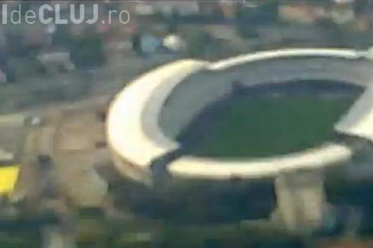 Cum se vede Cluj Arena din avion! Un suporter U Cluj a filmat stadionul in timpul unui zbor VIDEO