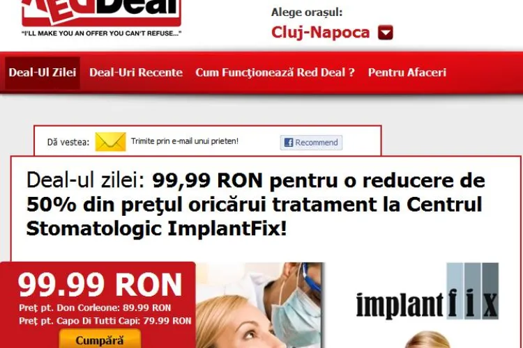 Ai nevoie de un  implant? Platesti 99,99 lei si primesti o reducere de 50% din pretul oricarui tratament la Centrul Stomatologic ImplantFix din Cluj (P)