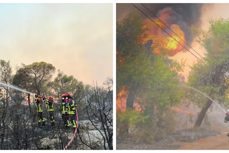 VIDEO. Imagini impresionante cu pompierii români care luptă cu incendiile în Grecia. Au salvat o mănăstire și un câine din flăcări