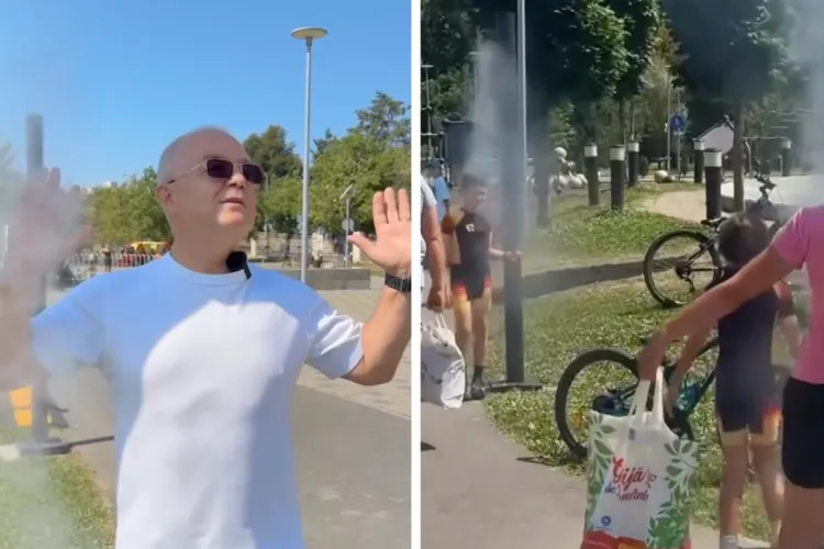VIDEO. Ce a apărut într-o bază sportivă din Cluj-Napoca și îi face pe oameni să se oprească din drum: Trei dispozitive scad temperatura resimțită