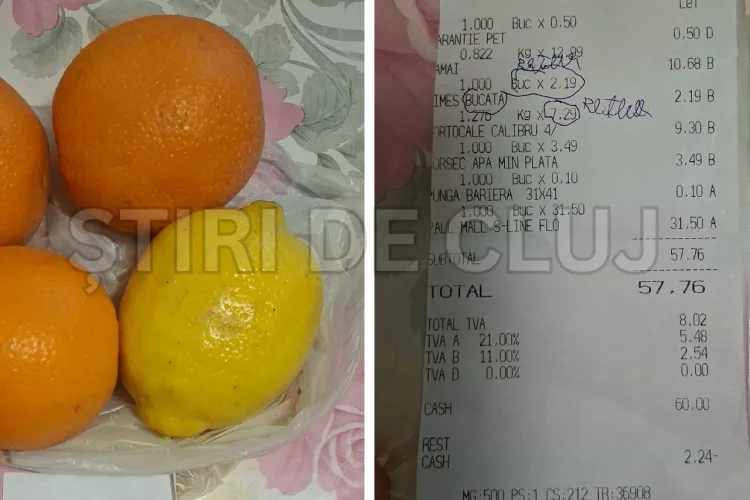 Cântarul „magic” de la un magazin din Cluj-Napoca! O clientă susține că a plătit dublu pentru patru fructe: Diferență de 700 de grame la trei portocale