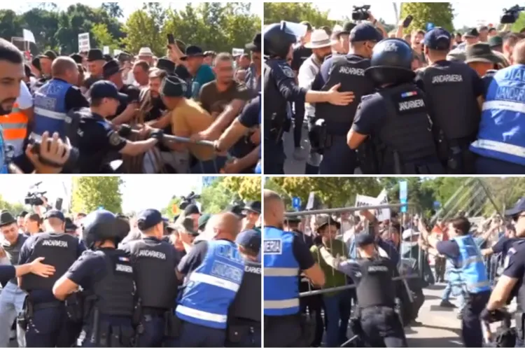 VIDEO. Violențe la protestul oierilor din București. Jandarmii au folosit gaze lacrimogene după ce fermierii au încercat să intre în sediul ANSVSA