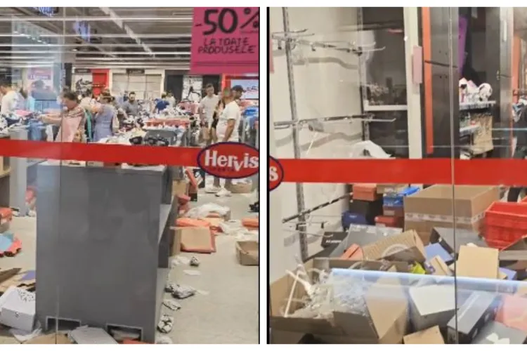 VIDEO. Magazinele Hervis din Turda și Oradea, distruse de cumpărători în goana după reduceri: „Apocalipsa, tată, cine vrea să fure, să vină”