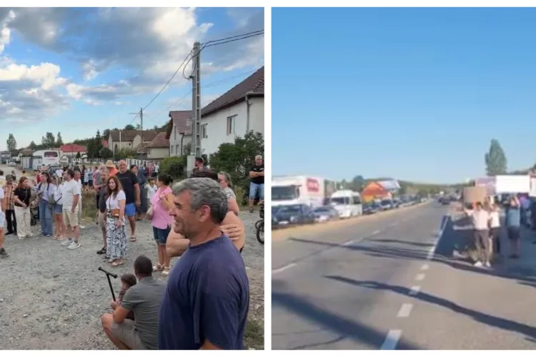 VIDEO. Un nou val de proteste pe DN1 la Cluj. Trafic blocat și cozi uriașe de mașini pe sensul către Cluj-Napoca