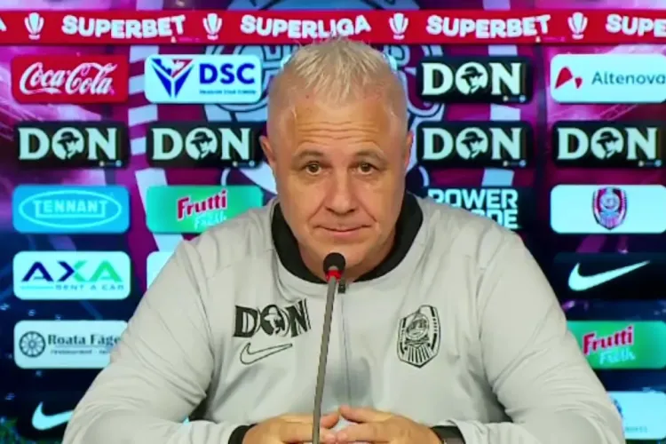 VIDEO. Șumudică a făcut spectacol când a fost întrebat de fundașul Pantalon: „Organele abilitate îl puteau reține. Nu am cătușele la mine”