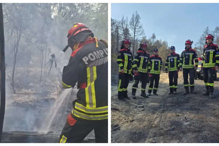 Pompierii români, în prima linie împotriva incendiilor! Au întins o linie de furtun de 1.000 de metri