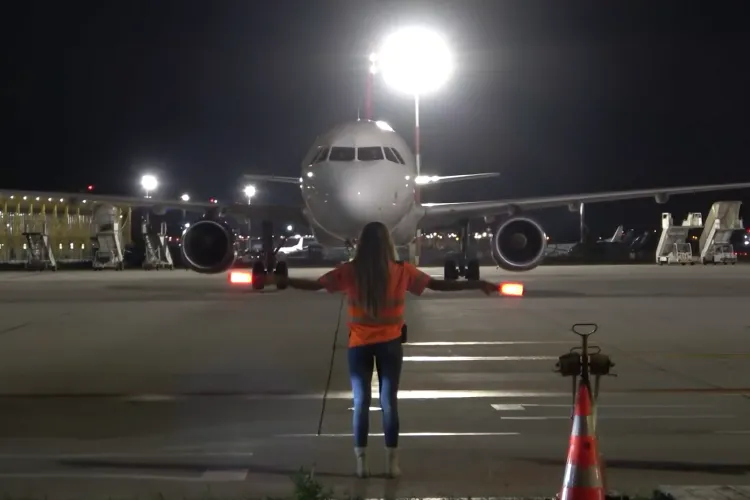 VIDEO. Clujul are, probabil, cea mai frumoasă agentă ce dirijează avioanele pe Aeroport. Cu așa primire, piloții abia așteaptă aterizarea și parcarea sexy