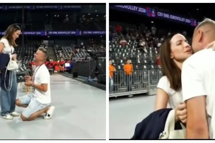 VIDEO. Cerere în căsătorie inedită în Cluj-Napoca. Moment emoționant pentru o tânără la Campionatul European de la BT Arena