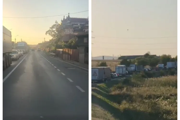 VIDEO EXCLUSIV. Cozi kilometrice și nervi pentru șoferii care trec prin Huedin: „Pentru 2-3 petice au blocat un oraș întreg”