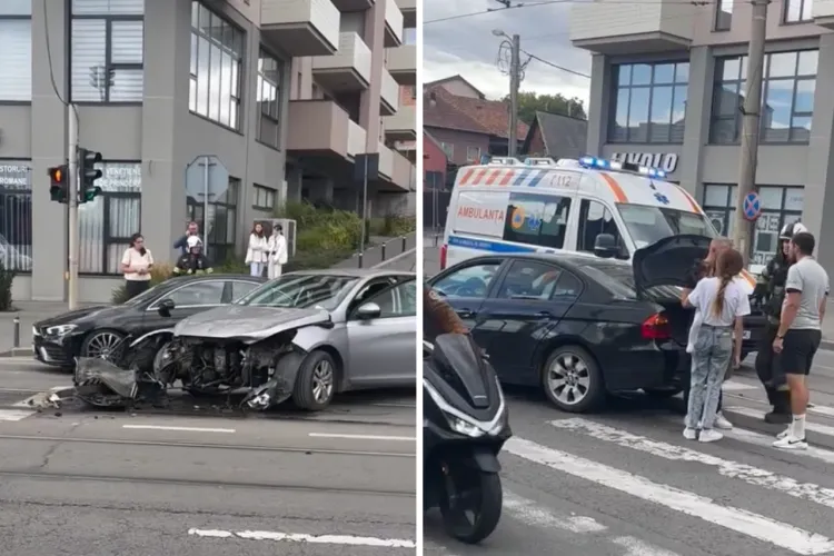 Ce a cauzat accidentul de pe Oașului, din Cluj-Napoca! O șoferiță de 36 de ani ar fi virat la stânga fără să se asigure, iar o pasageră a ajuns la spital