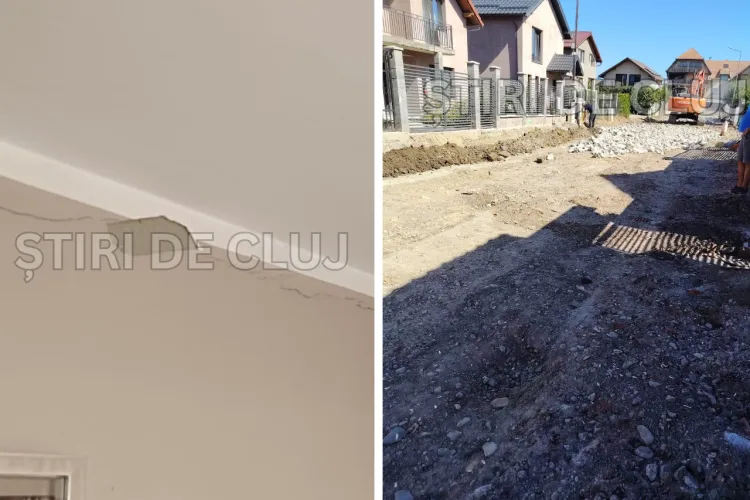 VIDEO. Case din Cluj, crăpate în timp ce strada se asfaltează! Un raport arată că vibrațiile utilajelor pot lovi locuințele „similar unui cutremur”