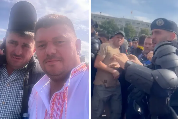 VIDEO. Consilier AUR din Cluj, în mijlocul îmbrâncelilor de la protestul oierilor! Ce căuta acesta în primul rând al confruntărilor cu jandarmii