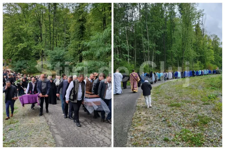 VIDEO. Imaginile credinței: Mama Părintelui Visarion din Florești, condusă pe ultimul drum de un alai impresionant de preoți și sute de credincioși