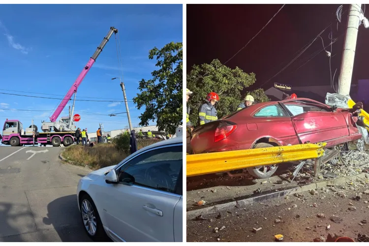Stâlpul lovit în accidentul mortal de pe Aurel Vlaicu, schimbat acum! Polițiștii sunt la fața locului, după tragedia în care a murit un șofer de 33 de ani