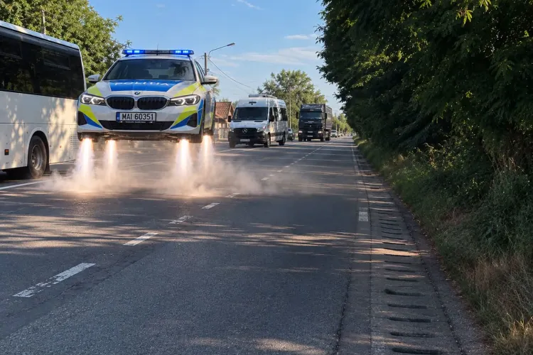 Tesla care „zboară” peste mașini i-a pus în gardă pe polițiștii clujeni: „Șoseaua nu e pistă de decolare!”