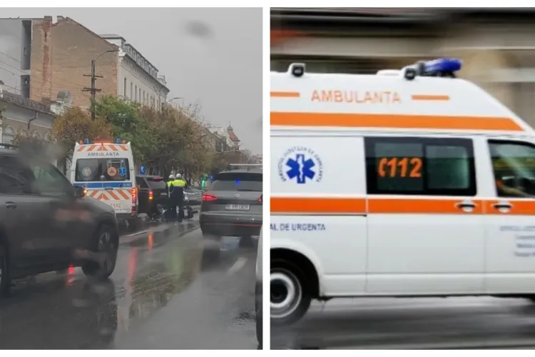Accident pe Calea Dorobanților din Cluj-Napoca! O tânără de 24 de ani a acroșat un moped. Polițiștii au intervenit de urgență 