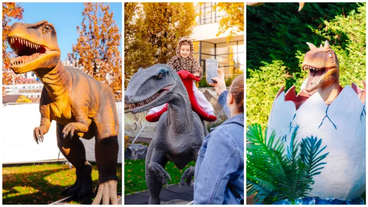 Dinozaurii și plantele carnivore au invadat un parc din Cluj-Napoca! O expoziție spectaculoasă aduce 60 de exemplare fascinante în fața clujenilor
