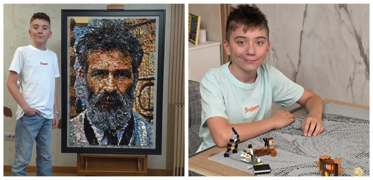 Performanță impresionantă pentru un copil de 11 ani din Cluj! A creat portretul lui Constantin Brâncuși din 19.000 de piese LEGO
