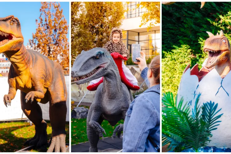 Dinozaurii și plantele carnivore au invadat un parc din Cluj-Napoca! O expoziție spectaculoasă aduce 60 de exemplare fascinante în fața clujenilor