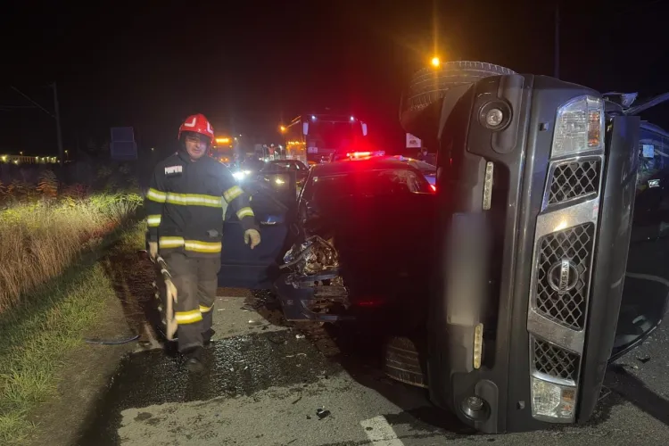 VIDEO. Accident violent în Dej! Un bărbat, în stare gravă la spital, după un impact care a blocat traficul pe ambele sensuri