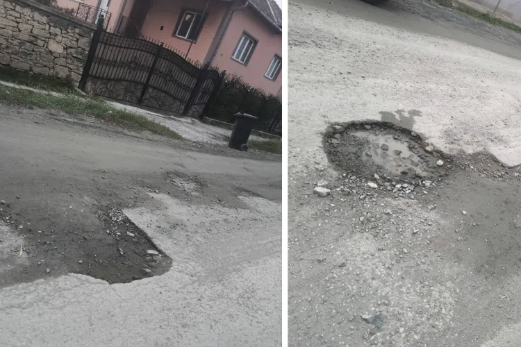 Drumuri deteriorate după lucrările de canalizare, într-o comună din Cluj! Gropile se agravează după fiecare ploaie, acuză un localnic